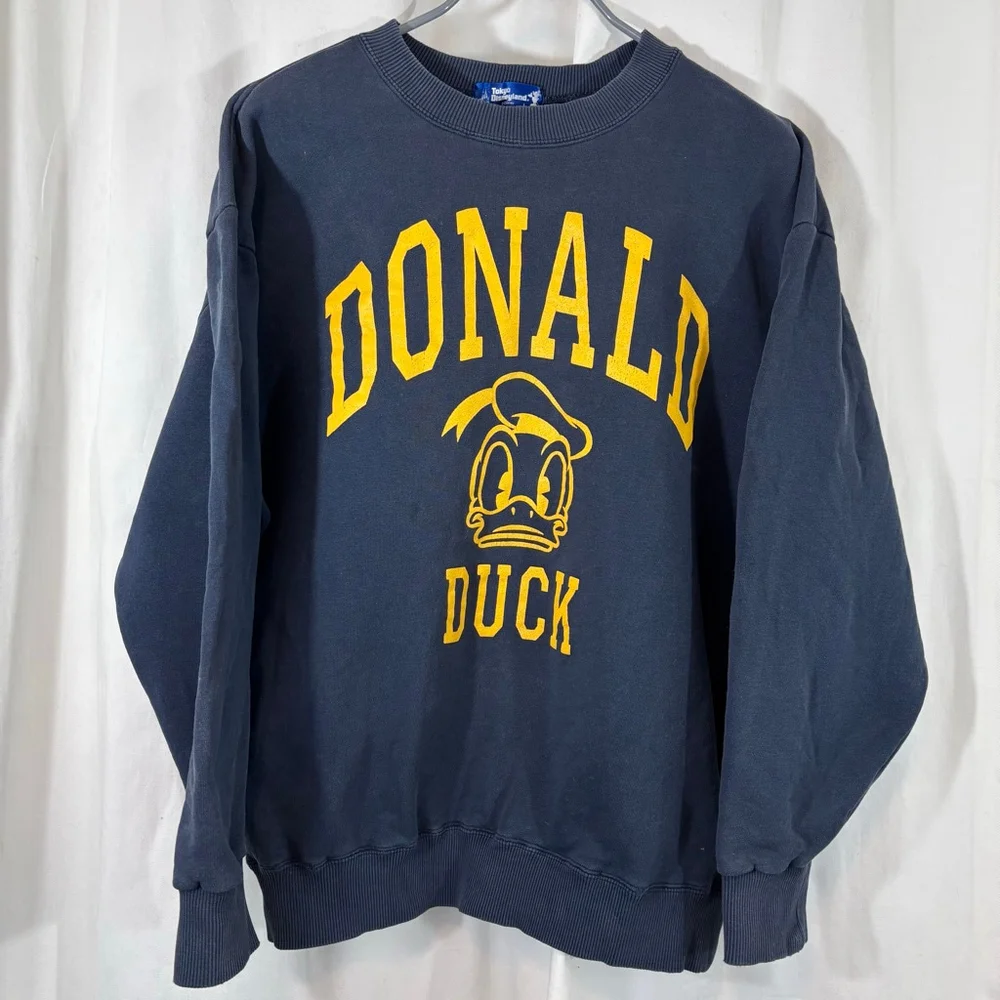 Y2K Tokyo Disneyland Donald Duck Navy Blue Crewneck Sweatshirt - Picture 1 of 6